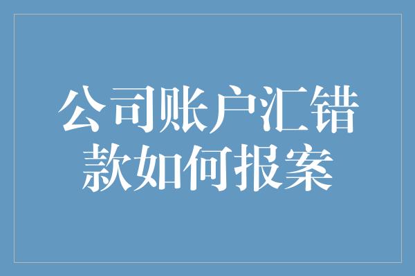 公司账户汇错款如何报案