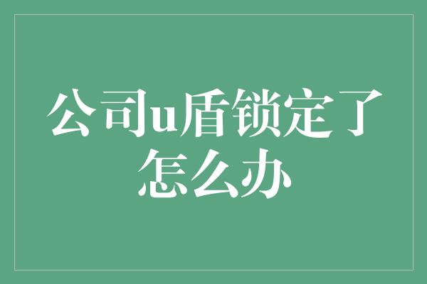 公司u盾锁定了怎么办