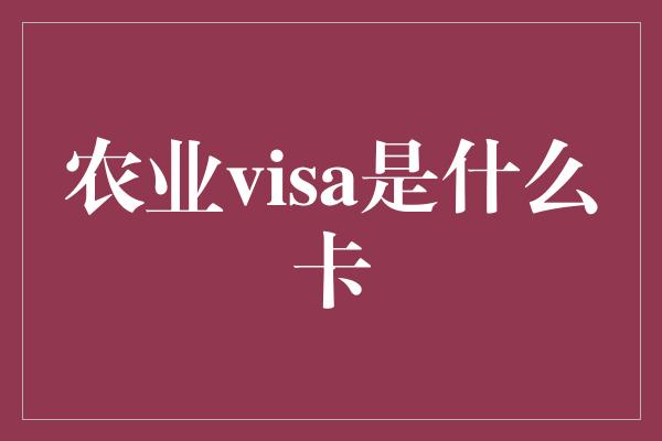 农业visa是什么卡