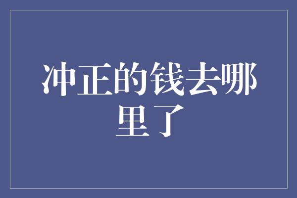 冲正的钱去哪里了