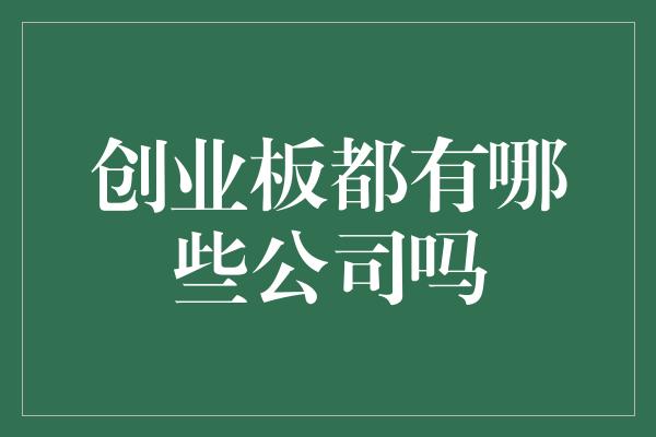 创业板都有哪些公司吗