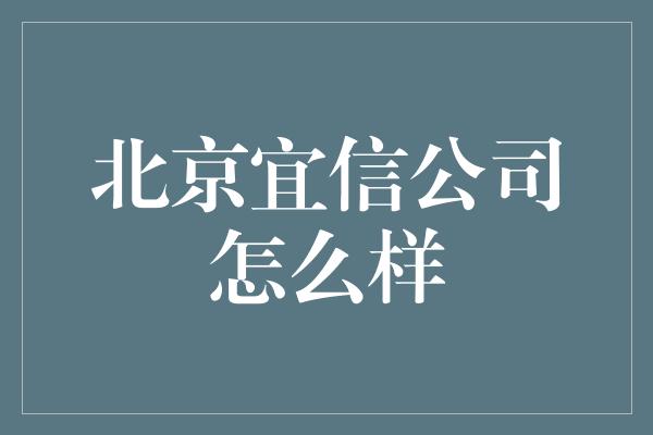 北京宜信公司怎么样