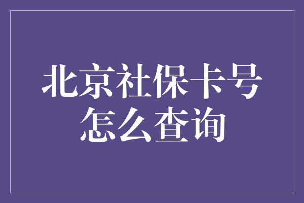 北京社保卡号怎么查询