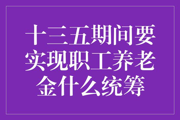 十三五期间要实现职工养老金什么统筹