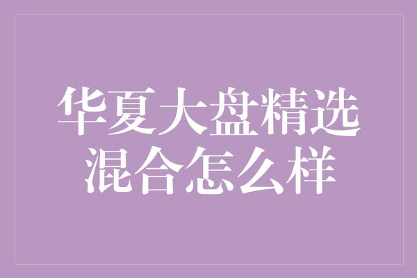 华夏大盘精选混合怎么样