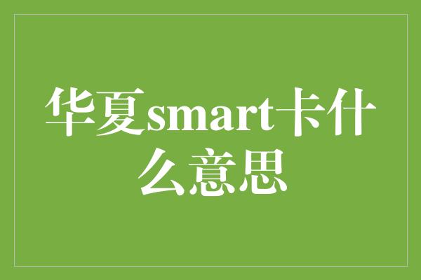 华夏smart卡什么意思