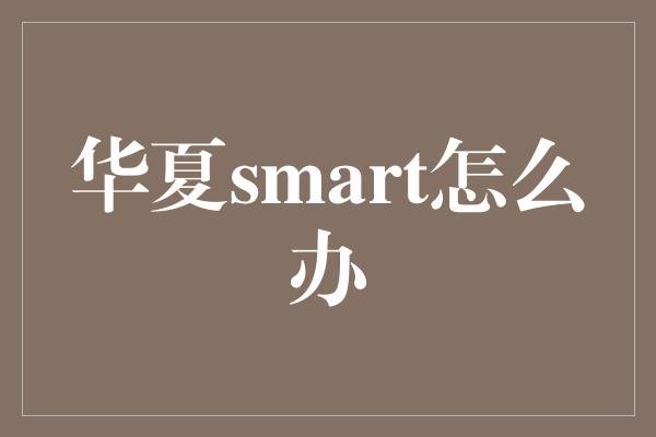 华夏smart怎么办