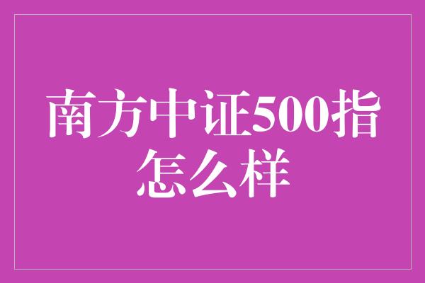 南方中证500指怎么样