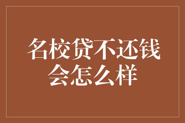 名校贷不还钱会怎么样