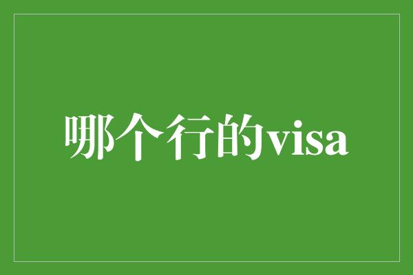 哪个行的visa