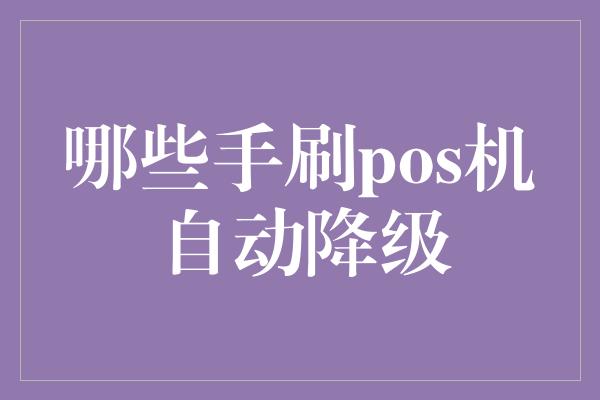 哪些手刷pos机自动降级