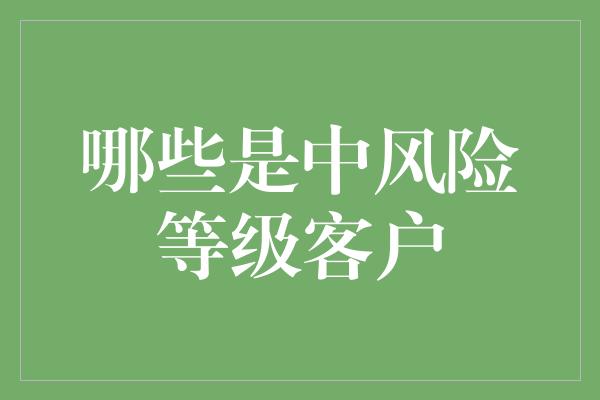 哪些是中风险等级客户