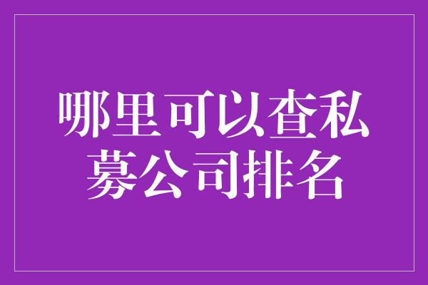 哪里可以查私募公司排名