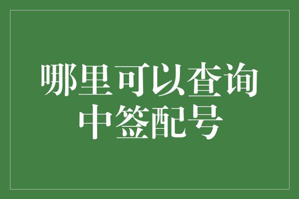 哪里可以查询中签配号