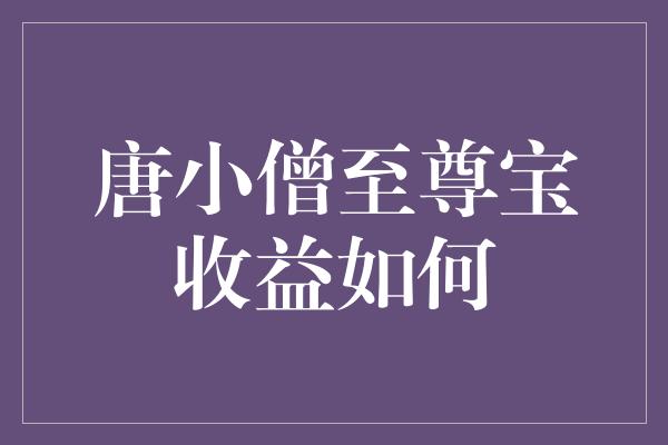 唐小僧至尊宝收益如何