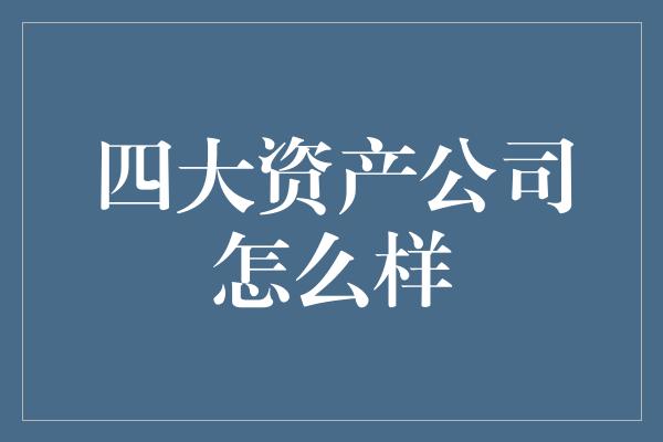 四大资产公司怎么样