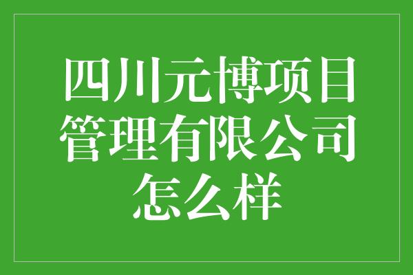 四川元博项目管理有限公司怎么样