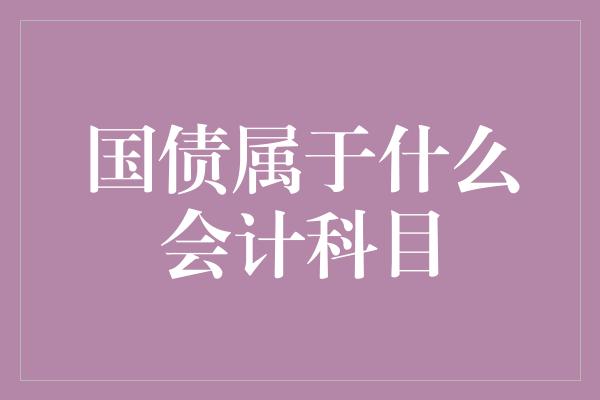 国债属于什么会计科目