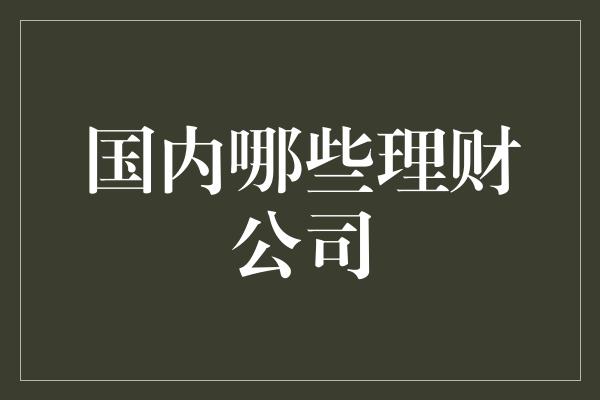 国内哪些理财公司