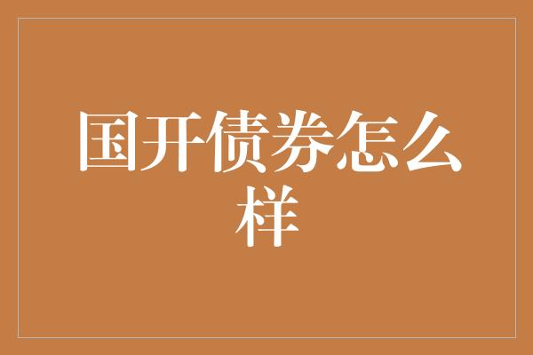 国开债券怎么样