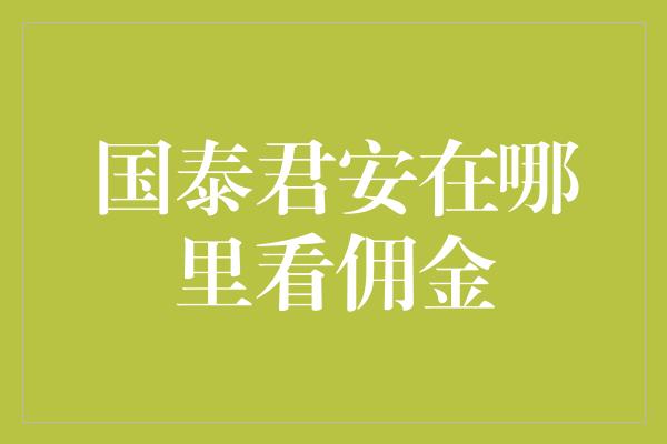 国泰君安在哪里看佣金