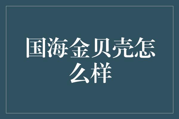 国海金贝壳怎么样