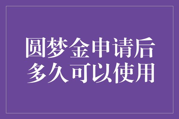 圆梦金申请后多久可以使用