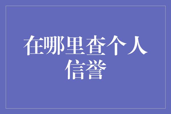 在哪里查个人信誉