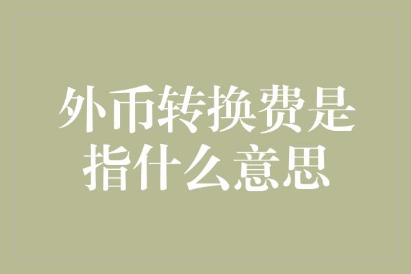 外币转换费是指什么意思