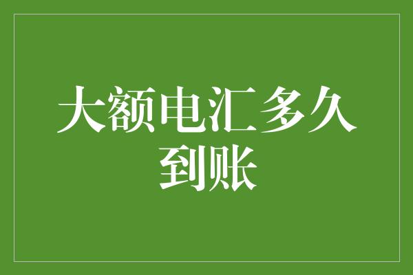 大额电汇多久到账