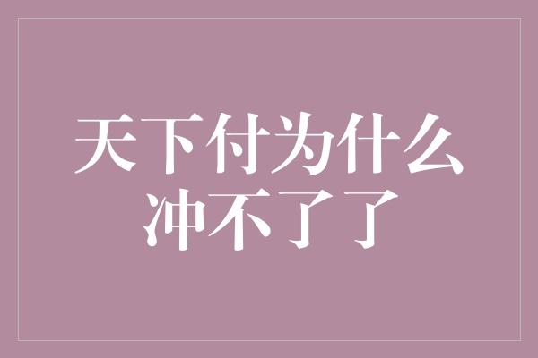 天下付为什么冲不了了