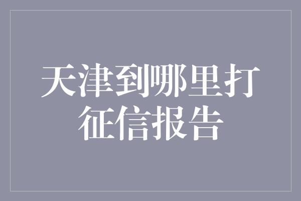 天津到哪里打征信报告