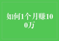 如何1个月赚100万：策略与技巧