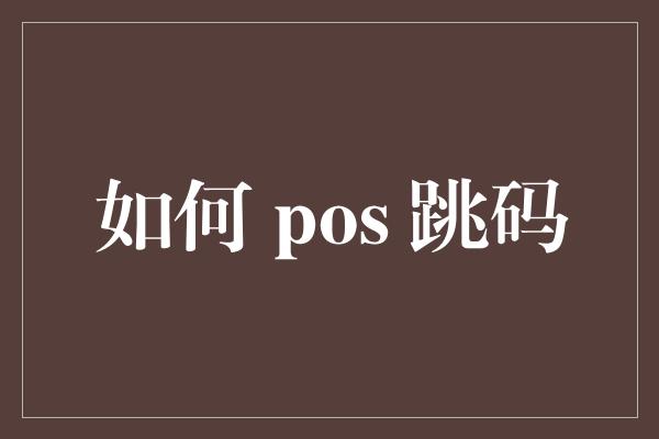 如何 pos 跳码