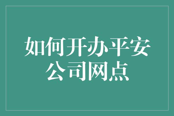 如何开办平安公司网点