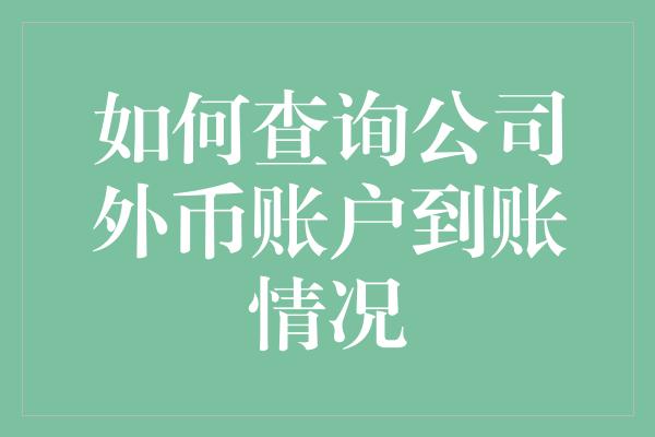 如何查询公司外币账户到账情况