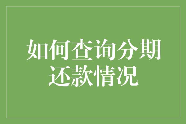 如何查询分期还款情况