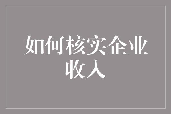 如何核实企业收入