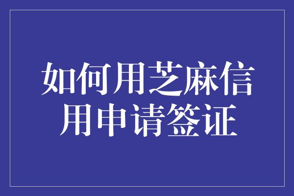 如何用芝麻信用申请签证