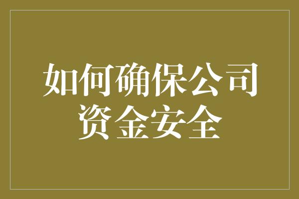 如何确保公司资金安全