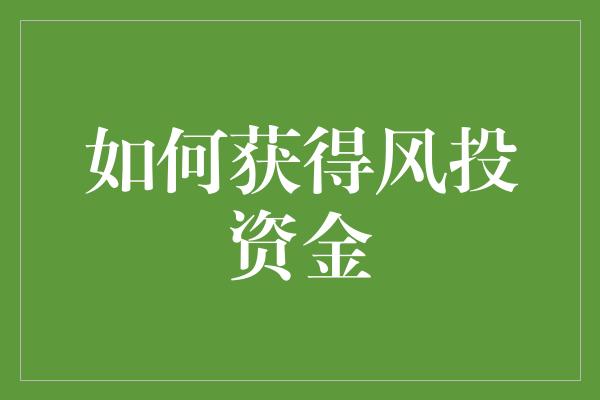 如何获得风投资金