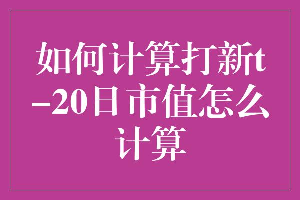 如何计算打新t-20日市值怎么计算