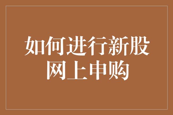 如何进行新股网上申购