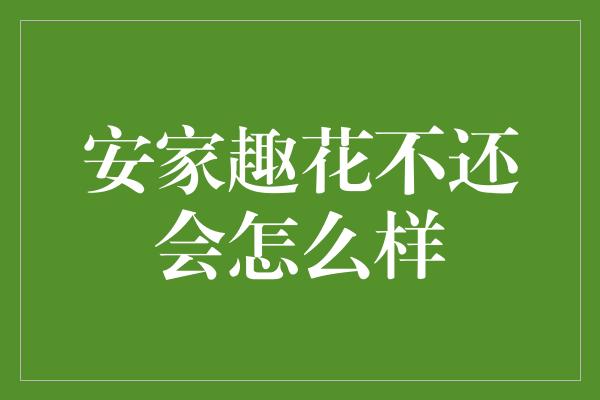 安家趣花不还会怎么样