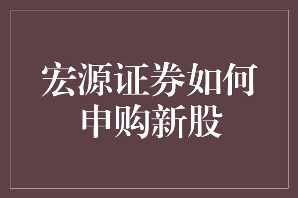 宏源证券如何申购新股