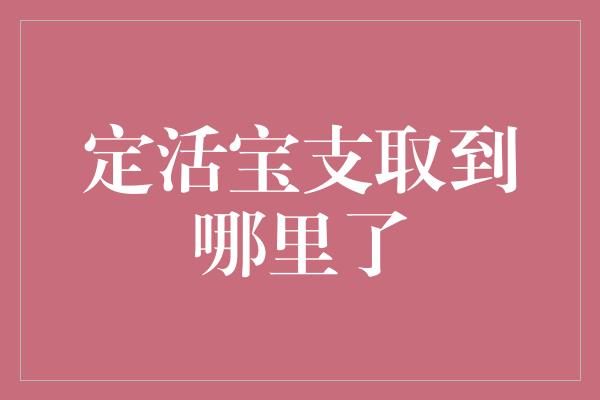 定活宝支取到哪里了