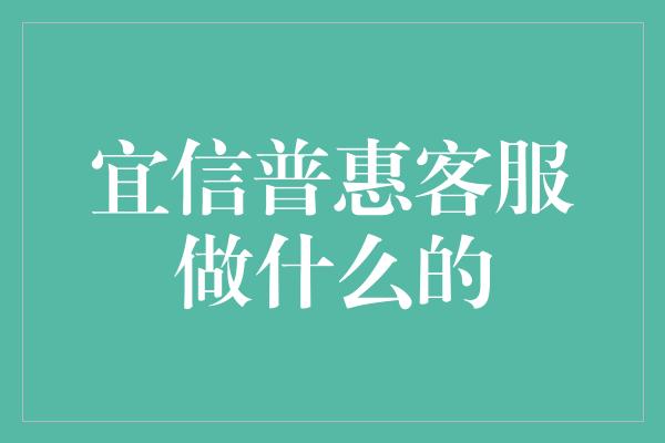 宜信普惠客服做什么的