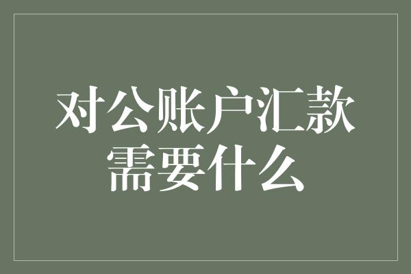 对公账户汇款需要什么