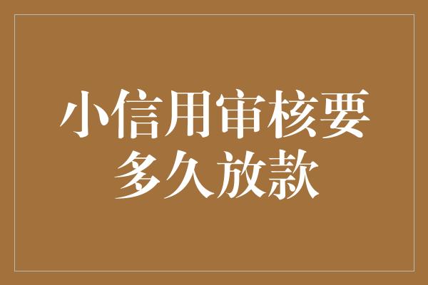 小信用审核要多久放款