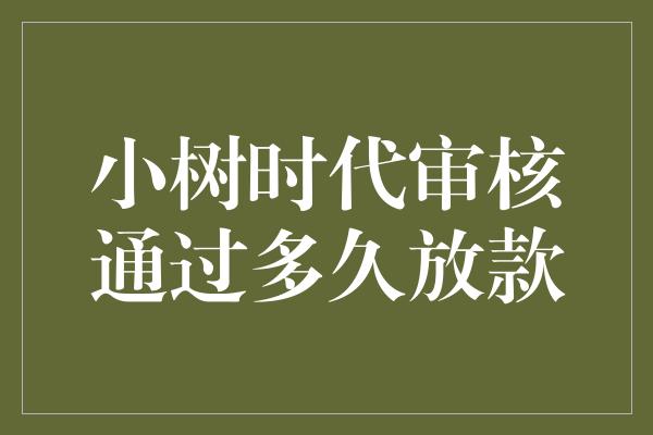 小树时代审核通过多久放款